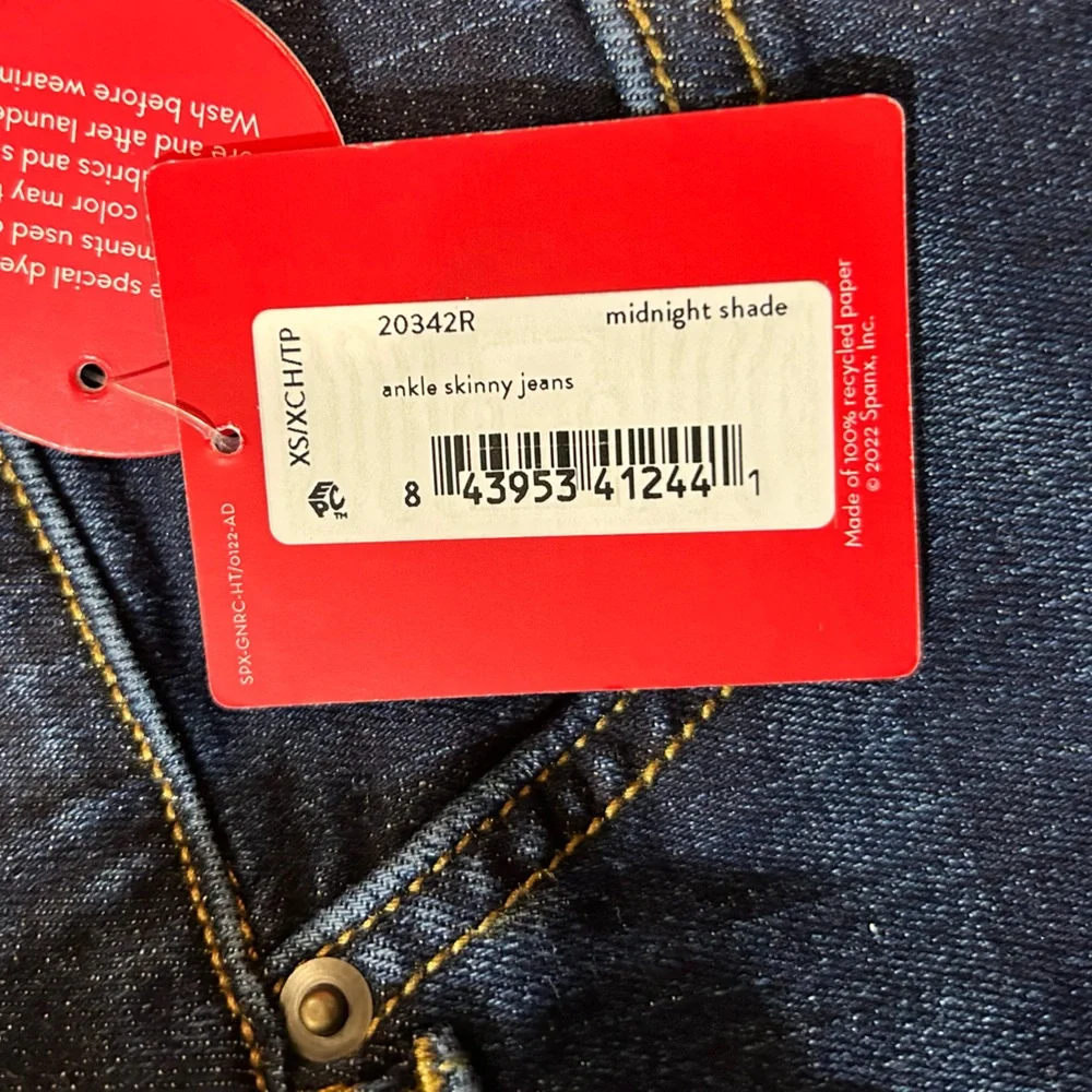 NWT SPANX Ankle Skinny Jeans Midnight Blue XS - Picture 5 of 5